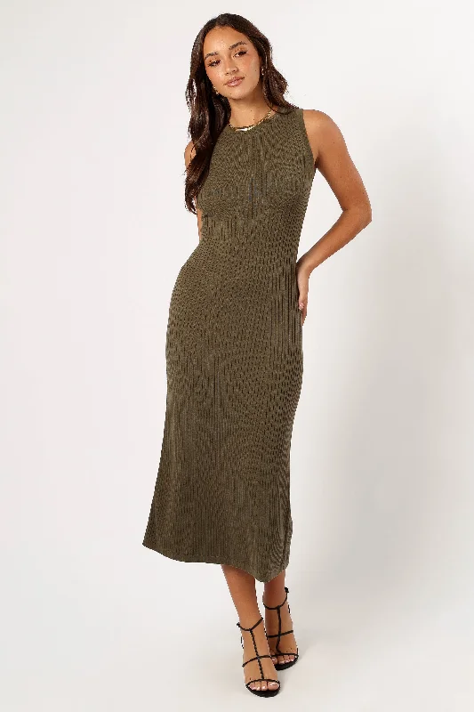 Brit Knit Maxi Dress - Khaki