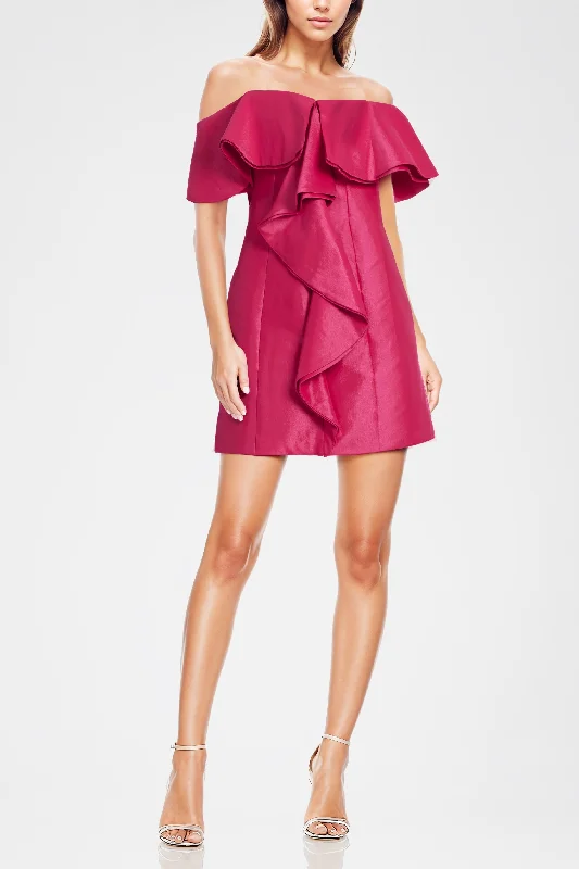 The Blakely | Hot Pink Off-The-Shoulder Cocktail Dress