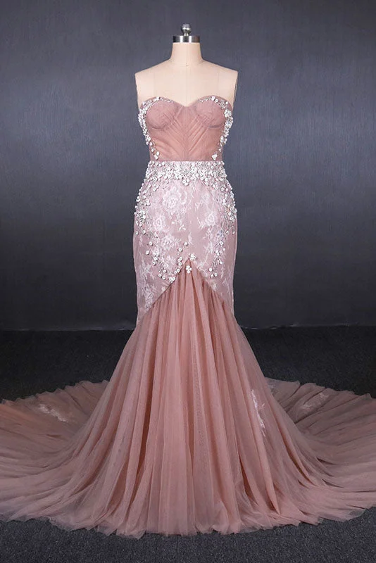 Gorgeous Sweetheart Mermaid Tulle Prom Dresses Long Evening Dresses N2343